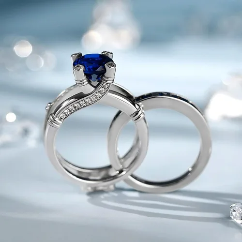 Miniatura 4 de Jeulia - Anillo de plata de ley con circonitas intercambiables para mujer, para boda, compromiso, aniversario