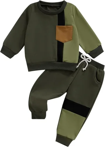 Miniatura 77 de Conjunto de sudadera de manga larga con cuello redondo y pantalones deportivos para bebés, ropa de invierno para bebé