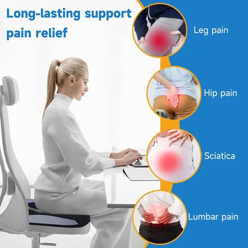 Miniatura 5 de Cojines de Gel para Asiento de Sillas de Oficina, Cojín para Silla de Ruedas para Sentarse Largo, Dolor de Espalda, Cojín de Espuma Viscoelástica