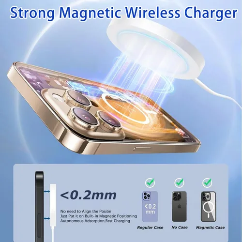 Miniatura 2 de [Certificado MFi de Apple] Cargador magnético para iPhone 17,15 W, almohadilla de carga magnética inalámbrica Apple rápida, cargador MagSafe