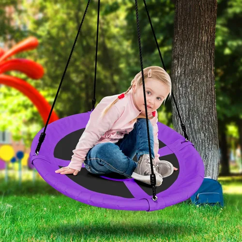 Miniatura 6 de AB - Columpio de platillo para niños, columpio de árbol al aire libre de 40 pulgadas con capacidad de peso de 660 libras, tela Oxford impermeable