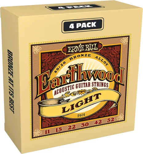 Miniatura 4 de Ernie Ball - Cuerdas personalizadas para guitarra acústica Earthwood de bronce 80/20, calibre medio, calibre 12.5-56 (P02005) (Paquete de 2)