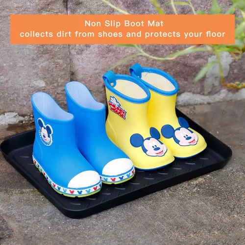 Miniatura 3 de Juego de 3 bandejas cuadradas para botas, bandeja de plástico para zapatos, para entrada, uso en interiores y exteriores, en todas las estaciones