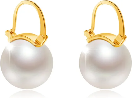 Aretes de perlas para mujer, chapados en oro de 14 quilates, hipoalergénicos, aretes colgantes de circonita cúbica 5A, joyería elegante