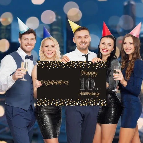 Miniatura 5 de Idealmuzik Tarjeta Jumbo de Feliz 10º Aniversario – Tarjeta de Felicitación de Congratulaciones Grande Plegada de 14x22 Pulgadas con Sobre, Tarjeta