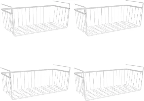 Miniatura 10 de Modern Home Cestas de almacenamiento de alambre para debajo del estante, organizador colgante para gabinete, despensa o armario, cesta de metal