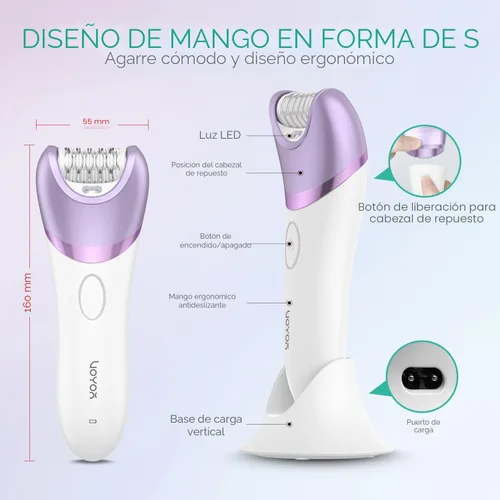 Miniatura 7 de VOYOR Depiladora para mujer, depiladora inalámbrica para mujeres, dispositivo de depilación 3 en 1 para piernas y brazos con 30 pinzas, afeitadora