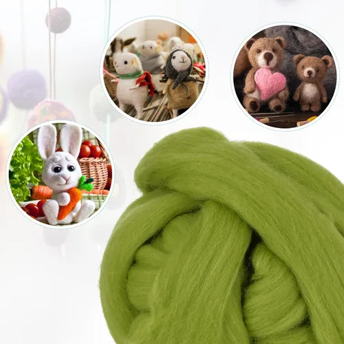 Miniatura 32 de uxcell Lana de fieltro con aguja, hilo de lana de fibra natural de 3.5 onzas para fieltro húmedo, manualidades, materiales de bricolaje