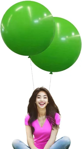 Miniatura 20 de IN-JOOYAA Globos redondos de látex de 24 pulgadas, paquete de 5 globos grandes negros gruesos para decoraciones de fiestas