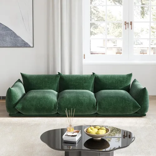 Miniatura 26 de Sofá de nube de asiento profundo de 77 pulgadas, moderno sofá modular de chenilla, sofá modular de 2 asientos con cojines gruesos de felpa y otomana