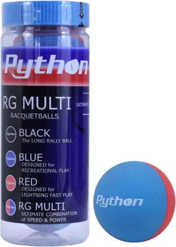 Miniatura 6 de Python 3 Ball Can RG - Bolas de raqueta multicolor (respaldadas por la leyenda de racquetball Ruben González!)
