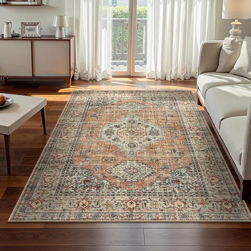 Miniatura 44 de Lahome Alfombra oriental lavable de área pequeña, 2 x 3 pies, para entrada, cocina, ultra fina, suave, tapete antideslizante para puerta de Azul