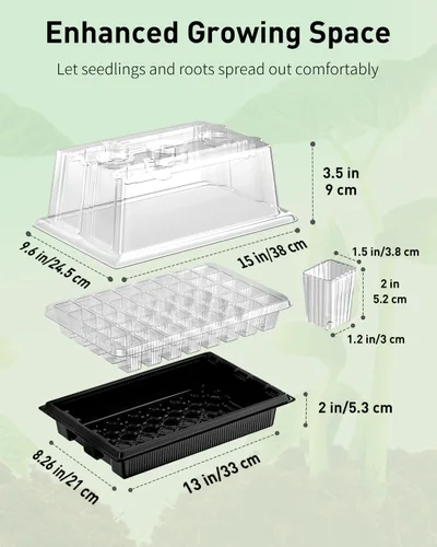 Miniatura 2 de Pawfly Bandejas de inicio de semillas, paquete de 2 unidades de 80 células con barras de luz de crecimiento ajustables y cúpulas de humedad de 3.5