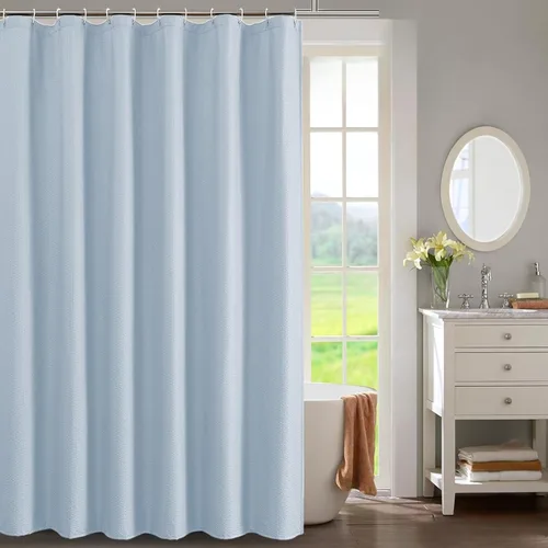 Miniatura 51 de OWENIE Cortina de ducha blanca para baño, 96 pulgadas, extra larga, elegante cortina de ducha de tela texturizada en relieve 3D, repelente al agua