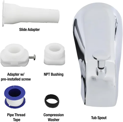 Miniatura 6 de DANCO Desviador en cromo 89266 Caño universal para bañera con accesorio de ducha de mano, paquete de 1
