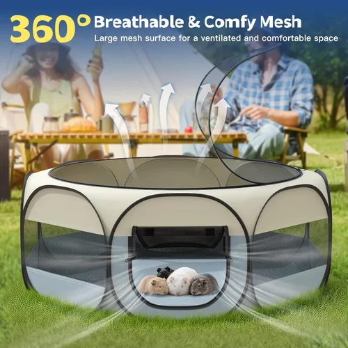 Miniatura 3 de VavoPaw Corralito para Animales Pequeños, Caja de Crianza de Pollos con Tapa Superior, Carpa de Jaula Portátil para Ejercicio al Aire Libre