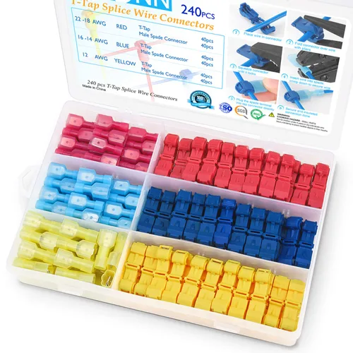 Miniatura 8 de TICONN 120 Piezas Conectores de Cable T Tap, Conector de Empalme Rápido de Cable T, Conectores T para Cableado con Estuche de Almacenamiento