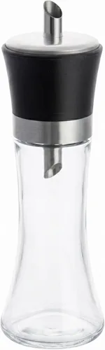 Restaurantware Vetri - Dispensador de azúcar de 6.3 onzas, 1 dispensador de azúcar con boquilla para vertido, tapa negra, acabado transparente,