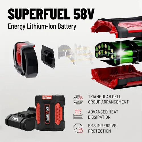 Miniatura 5 de DCK Motosierra inalámbrica de 58 V, motosierra eléctrica sin escobillas, motosierra alimentada por batería de 16 pulgadas con batería de 4.0 Ah