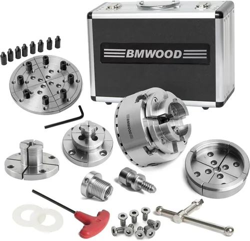 Miniatura 12 de NCK-3.75ZN/S1 Mandril de Torno para Madera 3-3/4" Juego de Mandril Autocentrante 1"x 8TPI Rosca Directa con tornillos prisioneros de bloqueo