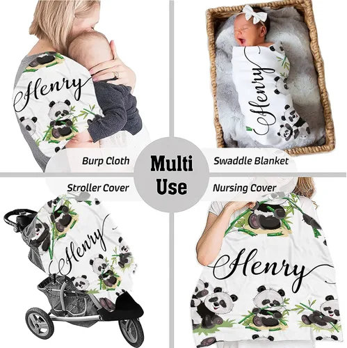 Miniatura 6 de Manta de bebé panda personalizada, manta de bebé safari, manta de bebé de animales de la selva, manta de bebé bosque, manta de animal del zoológico