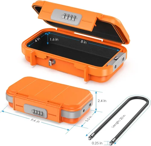 Miniatura 4 de AMIR Caja de Seguridad con Cerradura de Combinación Portátil, Caja de Seguridad con Código, Caja de Seguridad Mini para Viajes Impermeable Antirrobo