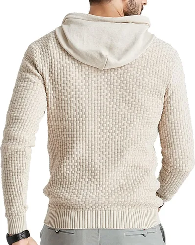 Miniatura 4 de Zaitun - Sudadera de punto con capucha para hombre, de manga larga, color liso, suéter con capucha