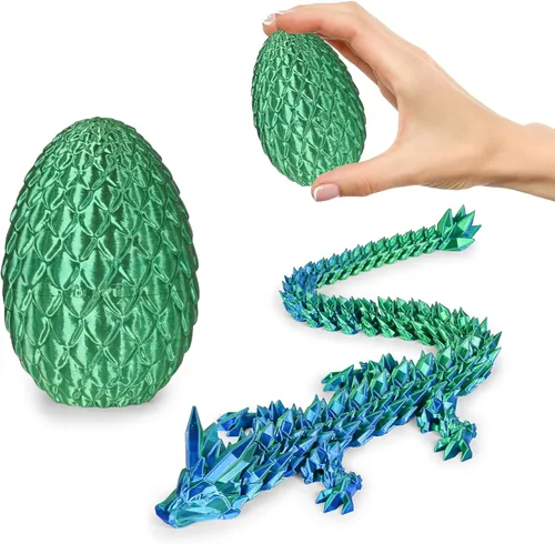 Miniatura 27 de Huevos de dragón pequeños con dragón en el interior, regalos divertidos sorpresa impresos en 3D para niños, juguetes fidget articulados de dragón Oro