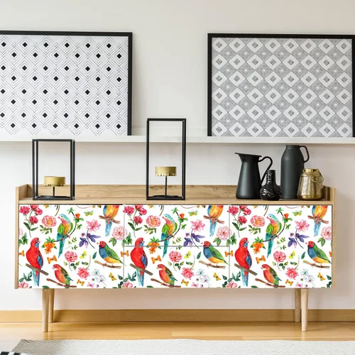 Miniatura 4 de Papel tapiz de 24 x 118 pulgadas de ancho, diseño floral de peonía y pájaro, papel tapiz de hojas de vinilo extraíble, autoadhesivo de mariposa