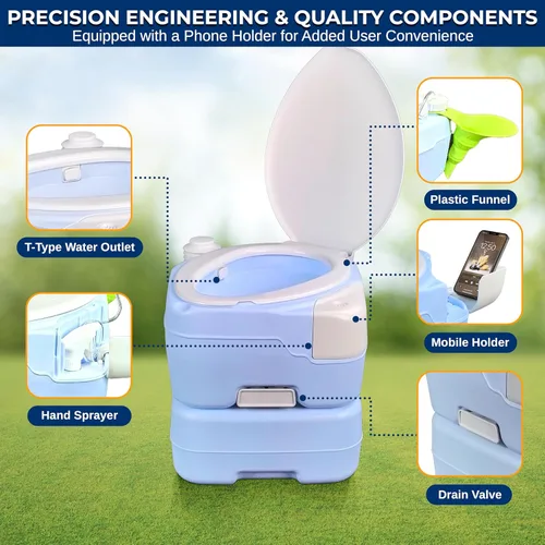 Miniatura 5 de SereneLife Inodoro portátil de 4 galones para acampar para adultos, más de 100 descargas, inodoro de campamento porta orinal con soporte