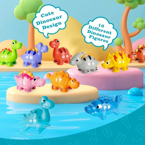 Miniatura 3 de 52 piezas de juguetes de aprendizaje del alfabeto de dinosaurio para niños pequeños de 2 a 4 años, 10 figuras de dinosaurios diferentes, juego ABC