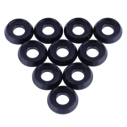Arandela de brida de aleación de aluminio M4 M5 M6 M8 arandela espaciadora para motocicleta automóvil paquete de 10 (negro, M4)