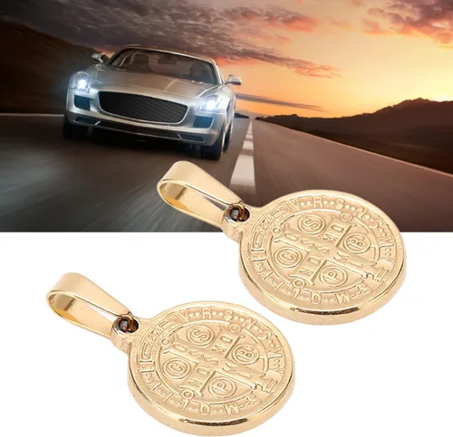 Miniatura 2 de Saint Benedict Pendant, Pendant Elegant Stainless Steel Double Sided Relief Pend Saint Benedict Medal and Information Card Craftsmanship