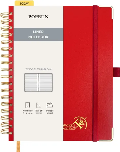 Miniatura 20 de POPRUN Lined Spiral Journal Notebook for Women & Men, 7-1/4" x 9-1/2", 220 Numbered Pages, College Ruled Hardcover Notebook for Work, Journals for