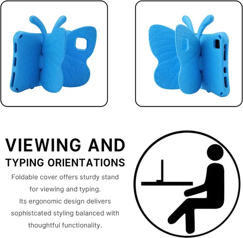 Miniatura 5 de FW Fire 7 - Funda para tablet para niños, Amazon Fire 7 2022, funda de mariposa con luz de atril, EVA, protección contra caídas, resistente, a