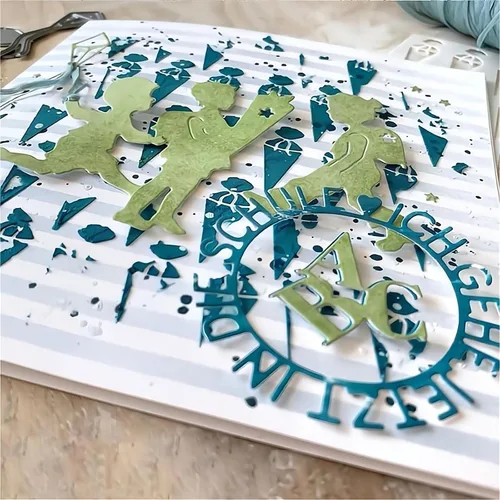 Miniatura 8 de Briartw Juego de 6 troqueles de corte de metal para niños y niñas, para manualidades, álbumes de recortes, plantillas en relieve, álbum, tarjetas