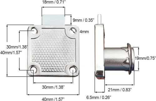 Miniatura 3 de Cerradura de cajón de leva, diámetro de 3/4 de pulgada (0.748 in), longitud del cilindro de 7/8 pulgadas (0.827 in), cromado para puerta de armario