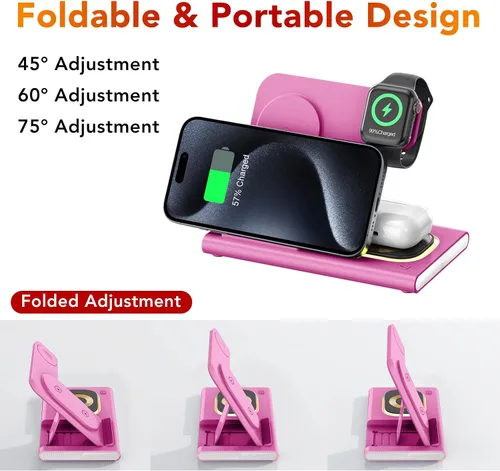Miniatura 13 de Estación de carga 3 en 1 para iPhone 17 - Cargador inalámbrico para productos Apple para iPhone 17 16 15 14 13 12 11 Pro Max - Estación de carga Azul
