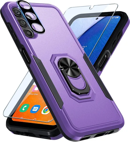 Miniatura 13 de Janmitta Funda compatible con Samsung Galaxy A14 5G con protector de pantalla + protector de lente de cámara, funda resistente de servicio pesado