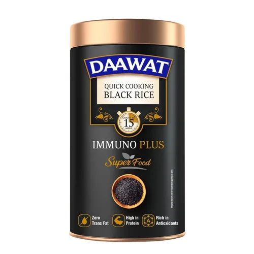 Daawat Black Rice Immuno Plus | Arroz negro de grano entero rico en antioxidantes | Superalimento sin gluten | Alto en fibra, bajo en grasa | 1 kg