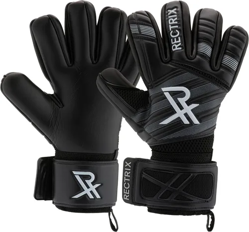 Rectrix Guantes de portero 1.0 – Guantes de fútbol duraderos para todo tipo de clima, corte negativo con funda con cremallera gratis, tallas para