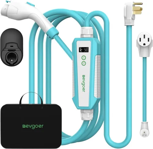 Cargador EV de nivel 2, estación de carga EV portátil de 40A 240V para el hogar, cargador de vehículo eléctrico con corriente ajustable programada