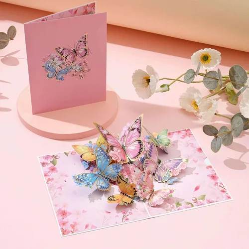 Miniatura 12 de Butterfly Birthday Card, Pop up Birthday Cards for Women Wife Kids, 3D Greeting Cards, Thank You Card, Anniversary Card, Butterfly Gifts for Women