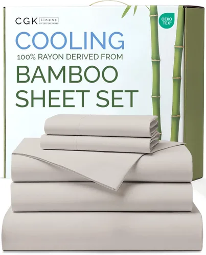 Miniatura 26 de Sábanas de bambú 100% rayón derivado de bambú, tamaño individual, sábanas refrescantes para individuales. Ropa de cama ultra suave, transpirable