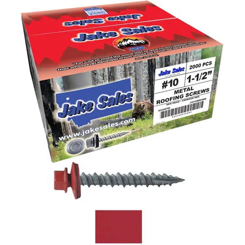 Miniatura 61 de 10 tornillos para techos de metal gris ABC de 1-1/2 pulgadas, cabezal de arandela hexagonal, arranque automático/roscado, arandela EPDM. 1 bolsa