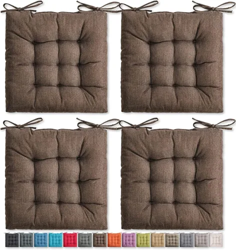 Miniatura 18 de SQUARE MOON Paquete de 4 cojines para silla, cojines de asiento, almohadillas para silla, tapete para silla de interior y exterior, sillas de Beige
