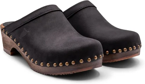Miniatura 4 de Sandgrens Zuecos de madera sueca hechos a mano para mujer, Mule de tacón bajo Atenas