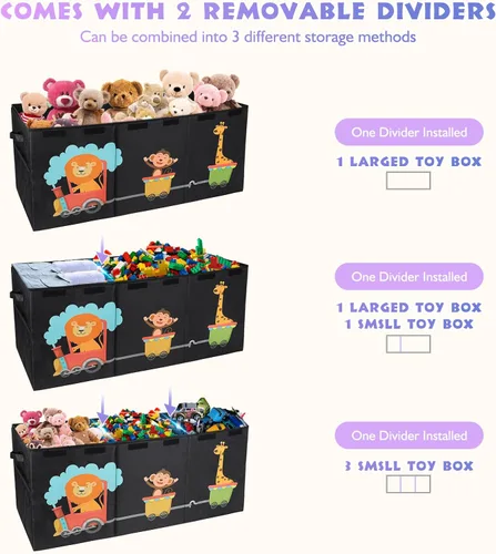 Miniatura 6 de Caja de juguetes XL - Contenedores de almacenamiento de juguetes con tapas, baúl plegable para niños y niñas, organizador de juguetes grandes