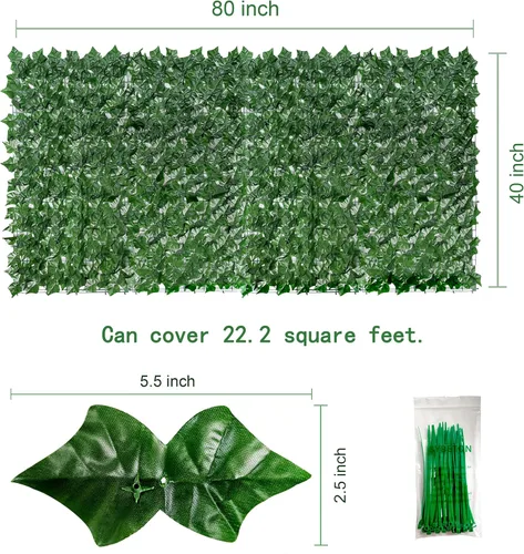 Miniatura 3 de Bybeton Pantalla de Cerca de Privacidad de Hiedra Artificial - 40" X 80" Anti-UV Hojas Falsas Enredaderas - Privacidad para Patio Balcón, Jardín