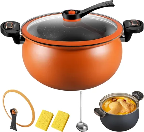 Miniatura 8 de Olla a presión antiadherente multifuncional de gran capacidad, tapa de vidrio visible de 8 cuartos de galón mejorada 2026 con mango antiquemaduras